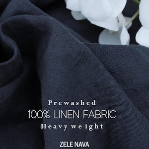 Premium Washed Heavyweight 100% Linen Fabric by the Yard | Gray Blue Linen Fabric | European Flax Certified| for Clothing, Curtains, Kitchen