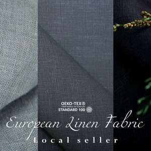 European gray linen fabric by the yard for clothes Soft linen fabric Wide linen fabric by the yard for curtains Medium weight linen fabric