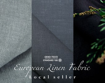 European gray linen fabric by the yard for clothes Soft linen fabric Wide linen fabric by the yard for curtains Medium weight linen fabric