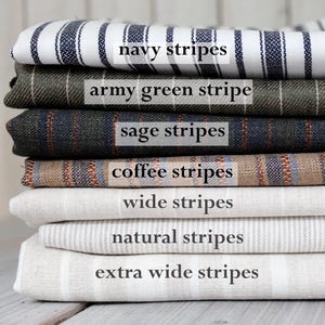 Striped Linen fabric by the yard - Linen blend Striped fabric - Extra wide linen fabric striped - Tan Striped Linen Fabric - ZELE NAVA