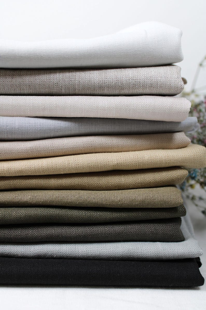 Premium European Flax Certified Linen Fabric / Natural Beige Brown Linen Fabric by the Yard / Fabric for Clothing & Home Decor Bild 1