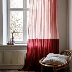 Linen Curtains Color Block Two-Tone Curtains - Custom Curtains Size & Color - Boho Linen Drapes - Modern Farmhouse Panel - Rod Pocket
