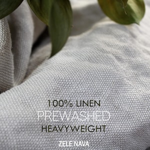 Prewashed Heavyweight Linen Fabric – 100% Natural, 13oz Upholstery Fabric, Softened Linen for Curtains, Cushions, Home Décor Linen Fabric