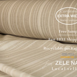 European EXTRA WIDE Linen cotton blend fabric by the yard / Undyed linen cotton fabric for curtains / Bedding fabric / Ship from US