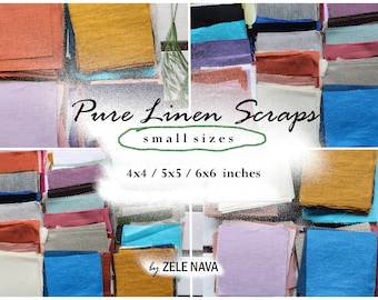 Lote de retazos de tela de lino europeo (4x4, 5x5 y 6x6) / Retazos de lino / Retazos de tela de lino / Retazos de tela / ENVÍO GRATIS desde EE. UU.