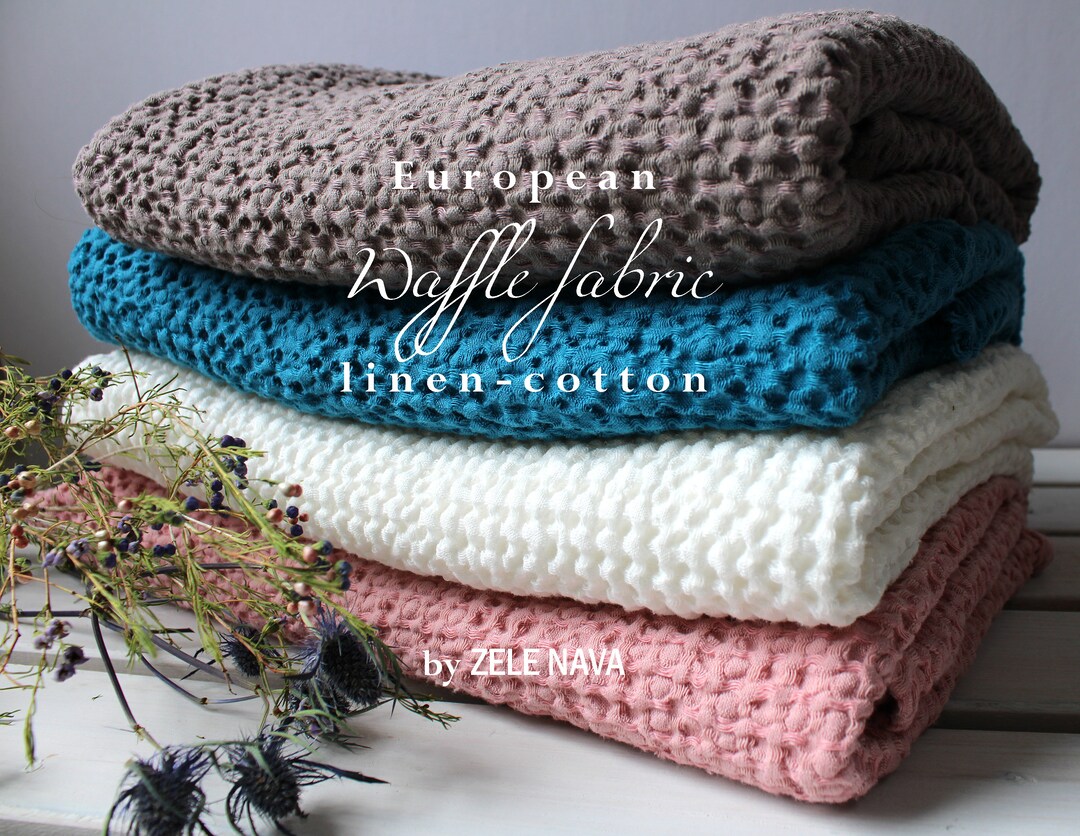 European Wide Washed Waffle Fabric by the Yard / Toweling Fabric by the