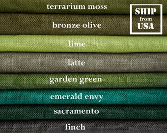 European Linen Fabric by the yard for clothing / Irish linen fabric / 100% linen fabric / Green linen fabric / Ship from US