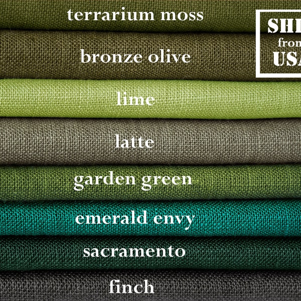 European Linen Fabric by the yard for clothing / Irish linen fabric / 100% linen fabric / Green linen fabric / Ship from US