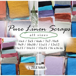 European linen fabric scraps bundle 4x4 to 16x16 / Linen scraps bundle / Linen fabric remnants / Fabric remnants bundle / FREE SHIP from USA