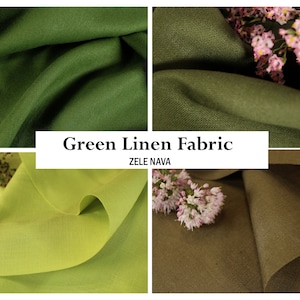 Green Linen Fabric by the yard for clothing 100% natural linen flax Lightweight Medium weight linen fabric by the yard for curtains