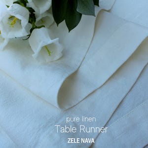 Handmade Off White Linen Table Runner: European Flax, Farmhouse Style