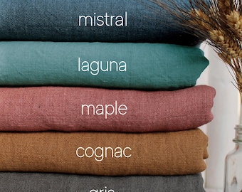 100% Washed Heavy Linen Fabric by the yard for clothing / Soft Heavyweight Linen Fabric for curtains / European flax / Premium Linen Fabric