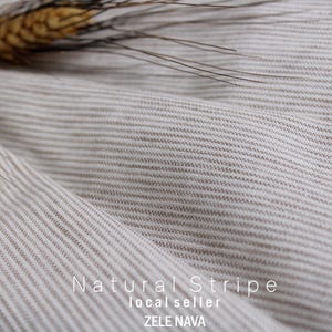 Striped Linen Cotton Blend  - Striped Linen Fabric by the yard for clothing, for curtains - European Flax Linen - Medium linen fabric
