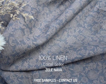 Floral Print Linen Fabric - Lightweight 100% Linen