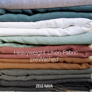 100% Washed Linen Fabric by the yard / Soft Heavyweight Linen Fabric for clothing / European flax linen / Luxurious Linen Fabric Collection