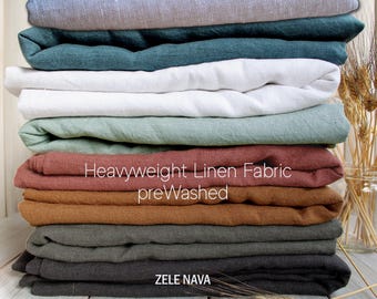 100% Washed Linen Fabric by the yard / Soft Heavyweight Linen Fabric for clothing / European flax linen / Luxurious Linen Fabric Collection