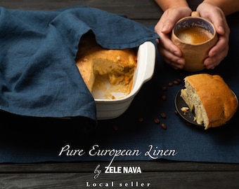 European Dark Blue Linen Napkins washable / Navy Linen Napkin / Linen Table Runner Blue / Table Runner Handmade Blue / SHIP from USA
