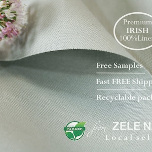 Premium IRISH Linen Fabric by the yard for clothing / 100% linen by yard / Light gray linen fabric / Medium-heavy weight linen  Ship from US