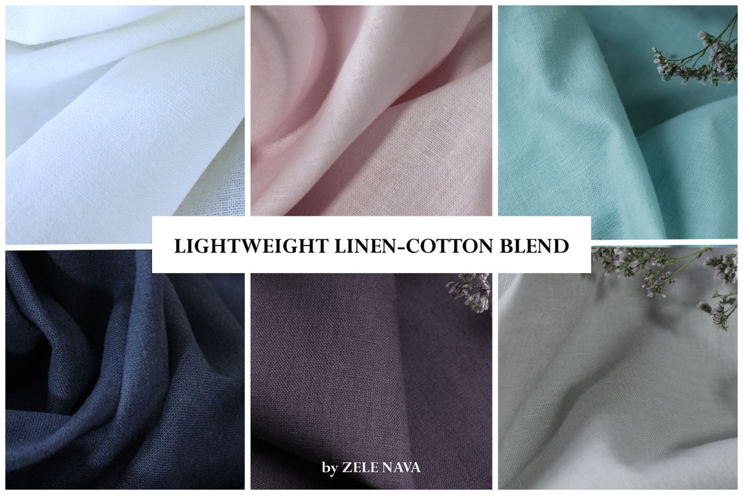 100 Natural Linen Cotton Blend Fabric by the Yard for Clothing