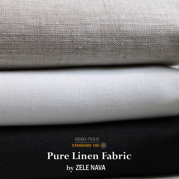 Zele Nava / 100% Linen Fabric by the yard for clothing / Oeko Tex Fabric / Soft Linen Fabric / Medium weight Linen Fabric / SHIP from USA