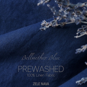 WASHED 100% Linen Fabric by the yard - Blue Linen Fabric for clothing, curtains - European Flax, OEKO-TEX Certified, Medium Weight linen