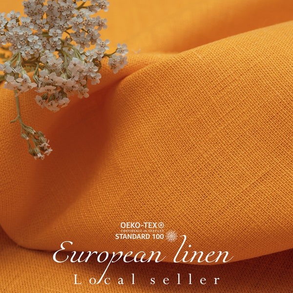 European LINEN FABRIC by the yard for clothes / 100% Linen / Yellow Linen Fabric Medium Weight 7.7oz / Linen Cloth Online / Ship from USA