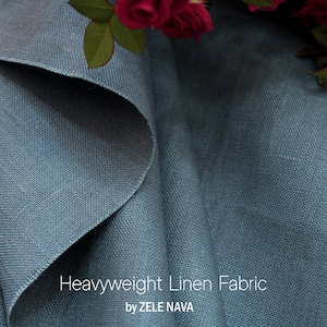 Heavyweight Linen Fabric by the yard / Gray Linen Fabric / European flax certified / Heavy Linen Fabric for clothing / Linen Drapery Fabric