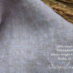 Premium Washed Heavyweight 100% Linen Fabric by the Yard | European Flax Certified | for Clothing, Curtains, Kitchen Linens | ZELE NAVA Oatmeal