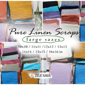 European linen fabric scraps bundle Large sizes / Linen scraps bundle / Linen fabric remnants / Fabric remnants bundle /FREE SHIP from USA