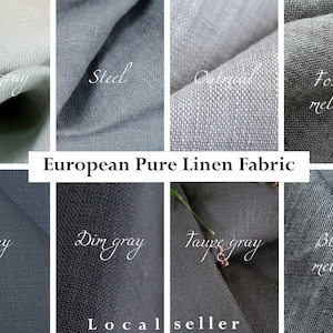 Gray linen fabric by the yard for clothing / 100% linen by the yard medium weight / Grey linen fabric / Melange linen fabric / FREE US Ship