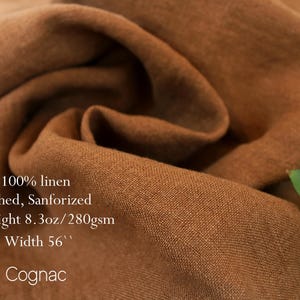 100% Washed Linen Fabric Heavyweight / Luxurious Linen Fabric Collection / Soft Heavyweight Linen fabric by the yard / Thick linen fabric Cognac