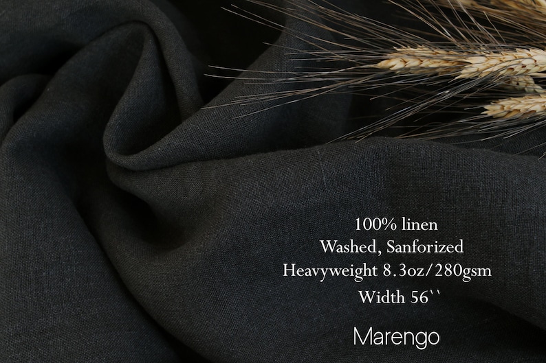 100% Washed Linen Fabric Heavyweight / Luxurious Linen Fabric Collection / Soft Heavyweight Linen fabric by the yard / Thick linen fabric Marengo