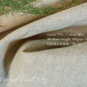 100% natural Undyed linen fabric by the yard from Europe Natural Light Medium Heavy weight linen for sewing cloth Upholstery linen fabric WideUndyed blend 5.3