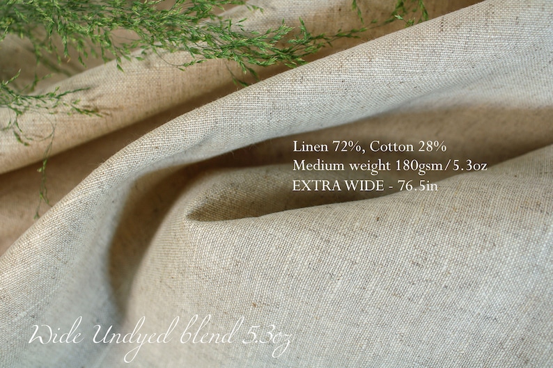 100% natural Undyed linen fabric by the yard from Europe Natural Light Medium Heavy weight linen for sewing cloth Upholstery linen fabric WideUndyed blend 5.3