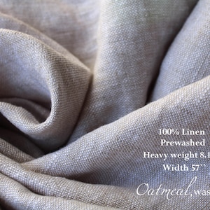 100% Washed Linen Fabric Heavyweight / Luxurious Linen Fabric Collection / Soft Heavyweight Linen fabric by the yard / Thick linen fabric Oatmeal
