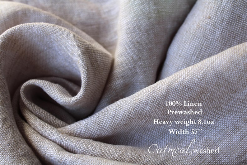100% Washed Linen Fabric Heavyweight / Luxurious Linen Fabric Collection / Soft Heavyweight Linen fabric by the yard / Thick linen fabric Oatmeal