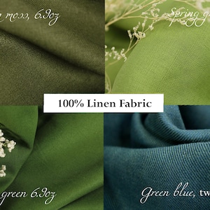Tissu en lin vert de poids moyen/tissu 100 % lin par mètre pour vêtements, rideaux/lin européen/livraison gratuite aux États-Unis