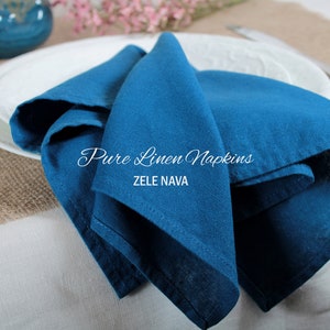 Blue Linen napkins / 100% Soft Linen, Non-Shrink, OEKO-Tex Certified / Linen Napkins for Wedding / Gifts for Women / Housewarming gift