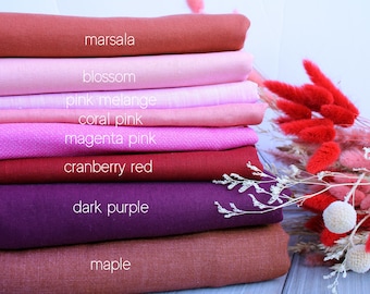 Pink Linen Fabric by the Yard for Sewing, Clothing, Curtains - Rose linen fabric - European Flax Linen - Lightweight, Medium-weight Linen