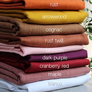 100% Linen Fabric by the Yard - European Flax Linen - Medium and Heavyweight Linen fabric for clothing solid - Yellow Rust Pink Linen Fabric