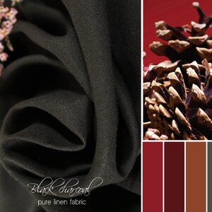 Premium Black Charcoal Linen Fabric by the Yard - 100% Linen, Medium Weight, OEKO Tex Certified - Soft Linen Fabric, Preshrunk - ZELE NAVA