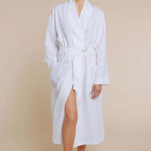 100% Linen Kimono Robe – Lightweight & Breathable | Women&#39;s and Men&#39;s Relaxed Fit Lounge Wear | Minimalist Bathrobe | Wedding and Spa Gift