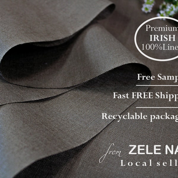 Premium IRISH Linen Fabric by the yard for clothing / 100% linen by yard / Finch gray linen fabric / Medium-heavy weight linen  Ship from US