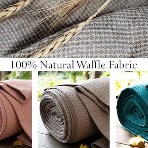 Europe 100% Natural Linen Cotton Softened Waffle Fabric by the yard Heavy Medium weight toweling fabric for sewing kitchen, bathroom textile