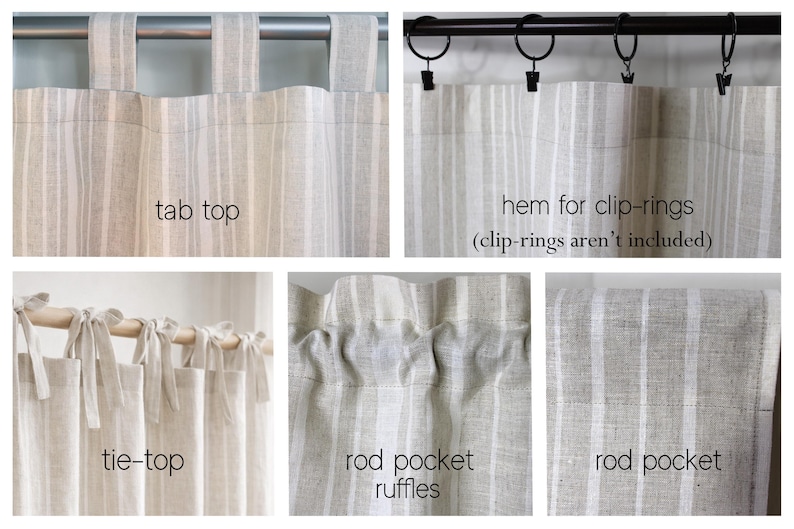 Oatmeal Linen Curtains Prewashed - Medium-Heavy 100% Natural Linen Window Drape - Custom Linen Curtains - HANDMADE in the US - 1 PANEL image 7