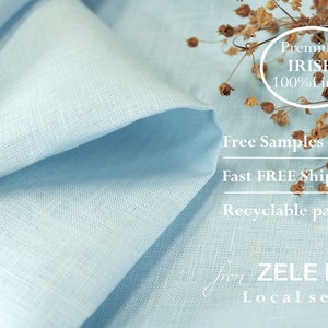 Premium IRISH Linen Fabric by the yard for clothing / 100% linen by yard / Light blue Linen fabric / Lightweight linen / Ship from USA