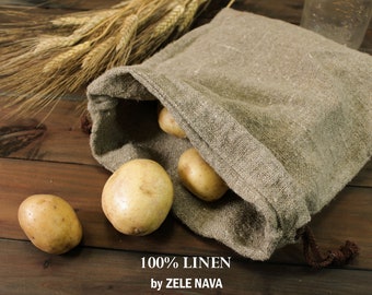 Heavy Linen Storage Bag / Linen Burlap bags / Drawstring Linen bags / Rustic Linen Bag / Reusable bag / Zero Waste Linen /SHIP from US