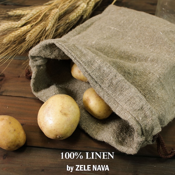 Heavy Linen Storage Bag / Linen Burlap bags / Drawstring Linen bags / Rustic Linen Bag / Reusable bag / Zero Waste Linen /SHIP from US