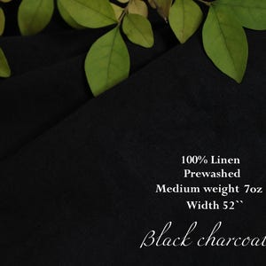 Premium European Flax Certified Linen Fabric / Natural Beige Brown Linen Fabric by the Yard / Fabric for Clothing & Home Decor Black charcoal