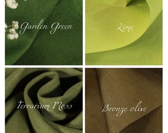 European Linen Fabric by the yard / 100% linen fabric / Green linen fabric / Lightweight linen / Medium weight linen fabric / Ship from USA